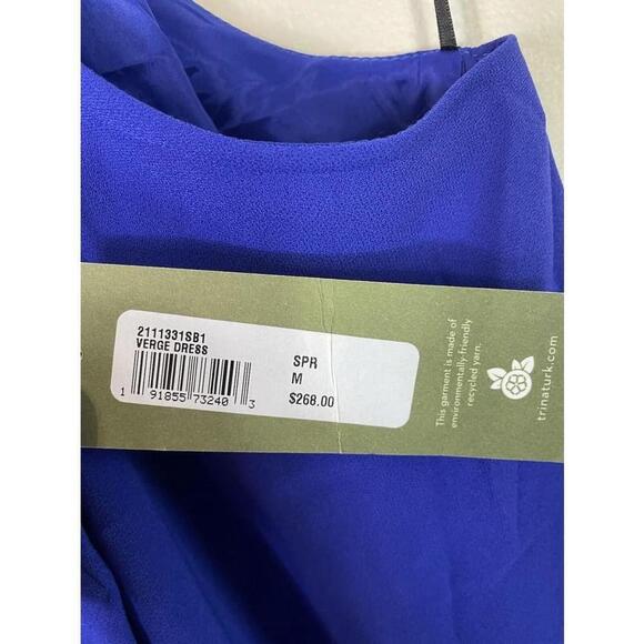 Trina Turk Women’s Dress Medium Verge Shift Bow tie Halter Dress Blue Lined - Picture 8 of 14